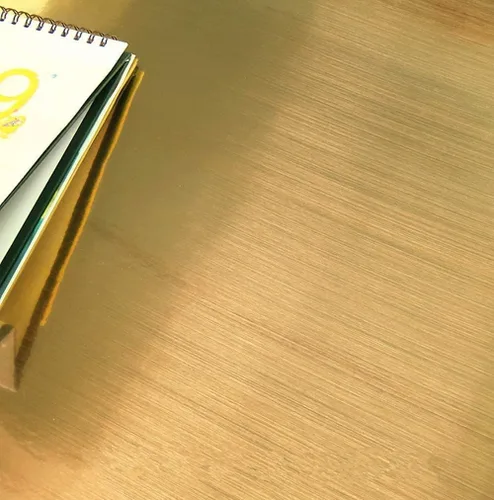 Miniatura 2 de Papel tapiz dorado de acero inoxidable extraíble para encimeras de despegar y pegar de 17.71 x 118 pulgadas, papel tapiz autoadhesivo y lavable