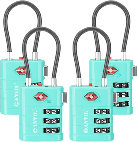 Miniatura 10 de ANVIL Candados para Equipaje Aprobados por TSA – Candados de Viaje de Combinación TSA008 de Alta Seguridad con Indicador de Inspección para Maletas