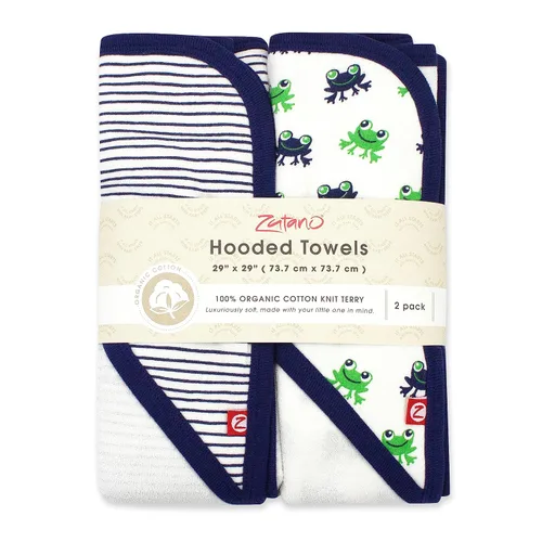 Miniatura 2 de Zutano Toallas de bebé con capucha, toalla de baño de algodón orgánico, toalla de bebé ultra suave y absorbente para recién nacidos y bebés, juego