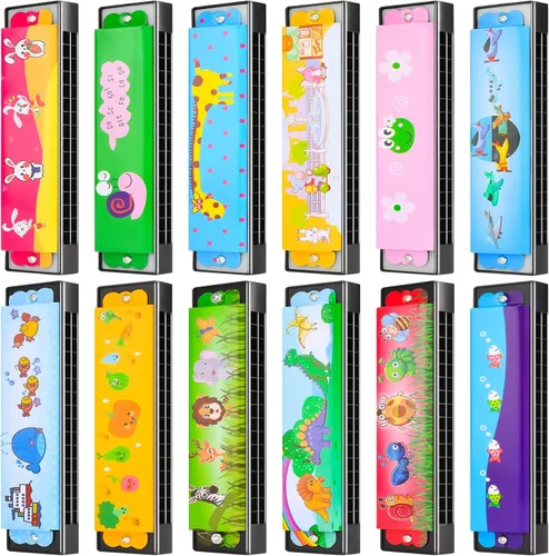 Miniatura 9 de 6 estilos de armónica para niños, armónicas ligeras con doble fila de 16 agujeros, armónica para niños, favoritos de fiesta navideña para adultos