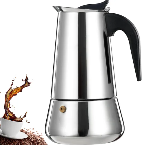 olla de 6 tazas para preparar espresso en la estufa, cafetera moka de acero inoxidable, percolador para estufa, cafetera italiana, capaz de preparar