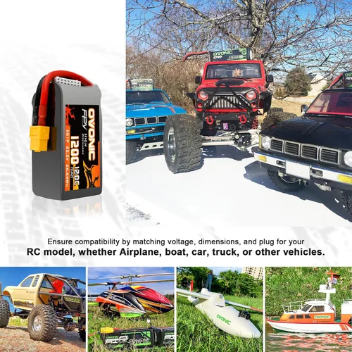 Miniatura 5 de OVONIC 6s Lipo Batería 120C 1200mAh 22.2V Lipo Batería con XT60 Conector para RC FPV Racing Drone Quadcopter