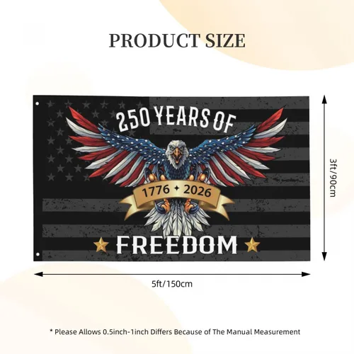 Miniatura 3 de Bandera de Estados Unidos de 250 años – 3 x 5 pies, banderas de 250 aniversario de Estados Unidos 1776-2026 – Bandera de Estados Unidos con ojales