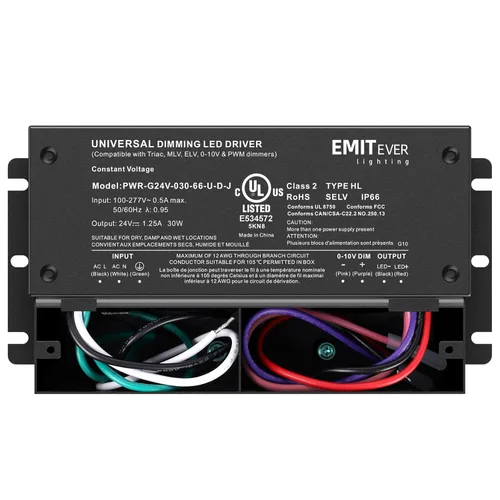Miniatura 8 de EMITEVER Controlador LED regulable de 30 W, fuente de alimentación regulable Triac de 24 V, transformador de CA a CC para luz LED, compatible