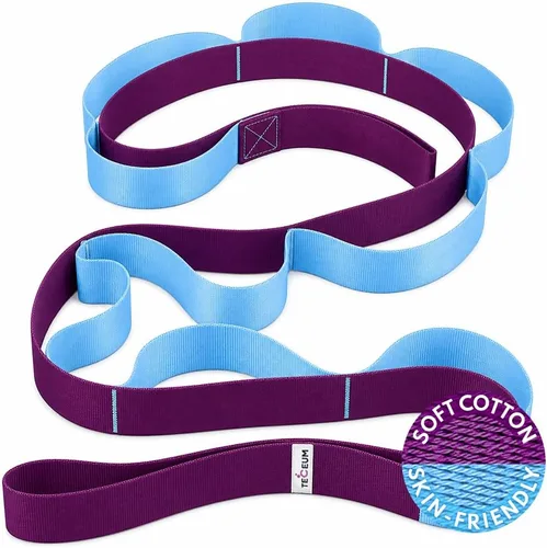 Miniatura 20 de TECEUM Stretching Strap with 10 Loops for Physical Therapy & Rehab Non-Elastic Yoga Stretch Band for Hamstring, Leg, Hip & Knee Rehab, Pilates