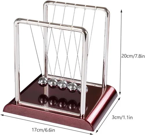Miniatura 2 de Toyvian Péndulo de bola de Newton grande con diseño cuadrado de metal para decoración de escritorio de oficina en casa, ciencia física, demostrando