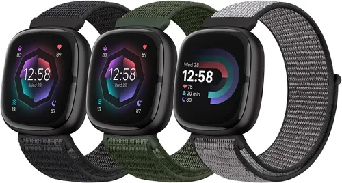 Miniatura 14 de Bcuckood Correa de nailon compatible con Fitbit Sense 2/Fitbit Sense/Fitbit Versa 4/Fitbit Versa 3 Bandas, para mujeres y hombres, correa de nailon
