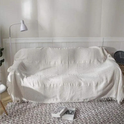 Miniatura 8 de SVIO-SOFACOVER - Manta de algodón con flecos para sofá, funda rústica de punto, reversible, 53.9 x 72.0 in