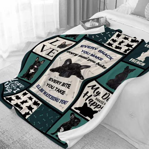 Miniatura 6 de Manta de Bulldog Francés – Manta de Franela de Forro Polar Súper Suave para Regalos, Colcha de Cama para Decoración del Hogar para Sofá Cama Durante
