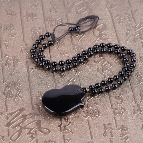Miniatura 4 de TIKCAUZ Collar de obsidiana negra de cristal natural y piedra curativa con cuerda ajustable hecho a mano joyería de piedras preciosas para hombres