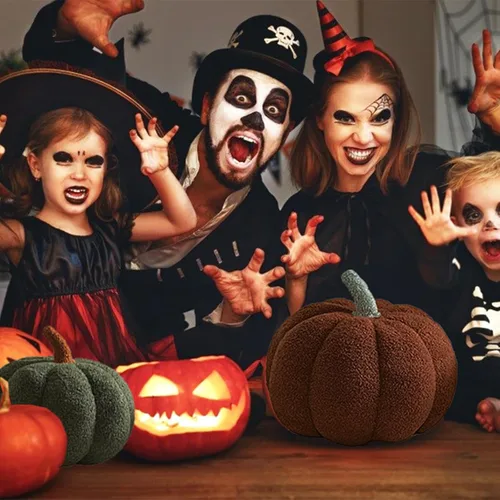 Miniatura 7 de YRXRUS Almohadas de calabaza de Halloween, almohadas con forma de calabaza blanca, regalos de decoración de habitación de otoño, pequeña y bonita