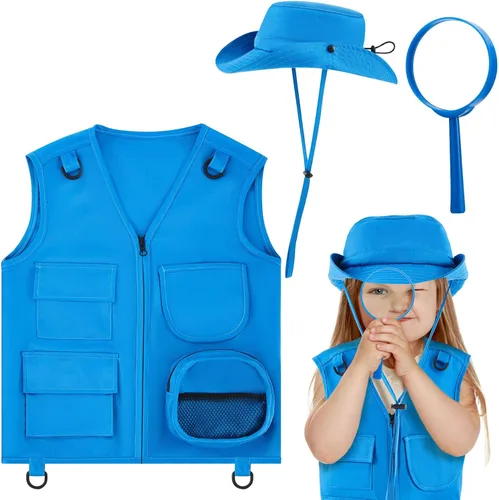 Ramede Kids Safari Explorer Vest and Hat Explorer Costume for Fishing Adventure Camping Boy Girls Cosplay