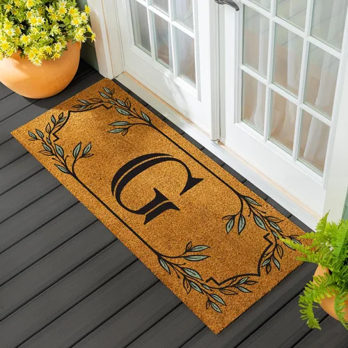 Miniatura 15 de Evergreen Flag Alfombra de puerta de fibra de coco monograma Letra B Alfombra para puerta delantera para interiores y exteriores 71x41 cm