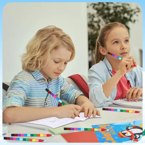 Miniatura 6 de Funrous 24 piezas de libros para colorear de invierno de Navidad a granel con 24 crayones apilables, páginas para dibujar de osos polares, muñecos