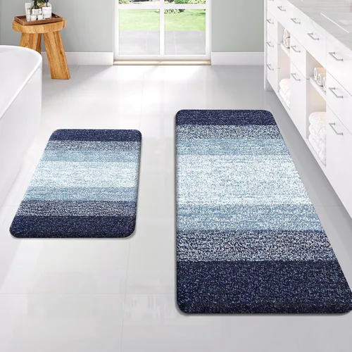 Miniatura 47 de OLANLY Juego de 2 alfombras de baño de microfibra suave y absorbente, antideslizantes, se pueden lavar y secar a máquina, alfombras de baño peludas