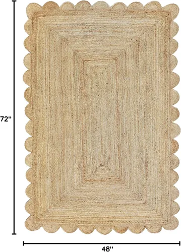 Miniatura 2 de Alfombra festoneada de yute natural (2 x 3 pies, natural)
