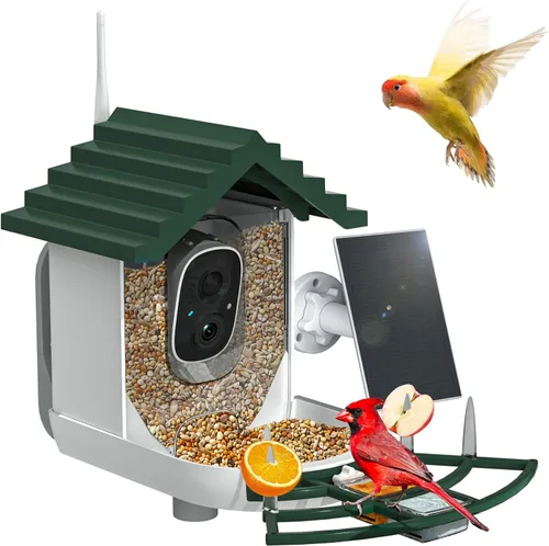 Miniatura 12 de Comedero inteligente para pájaros con cámara, alimentado por energía solar e identificación IA, alimentador de pájaros WiFi de 2.4 Ghz para Azul
