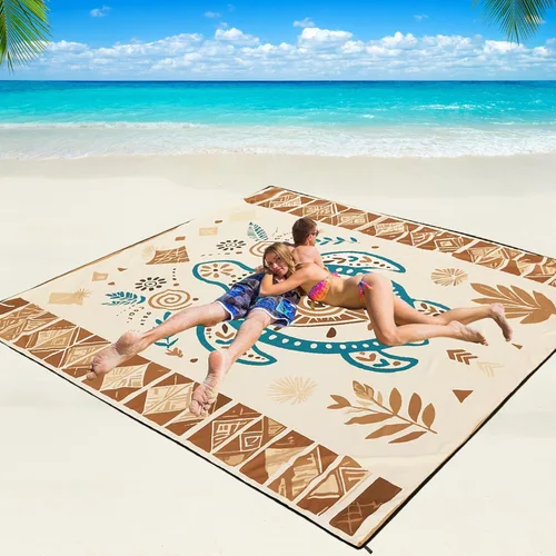 Miniatura 62 de WIWIGO Manta de playa impermeable a prueba de arena tapete de playa 79" X 83"/10'x9' para 2-8 adultos, de secado rápido, tapete de picnic al aire