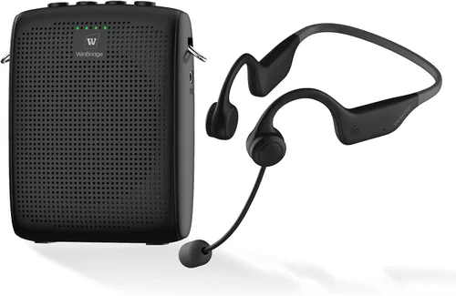 Auriculares con micrófono inalámbrico y amplificador de voz WinBridge, altavoz portátil y micrófono para profesores, mini sistema PA con sonido