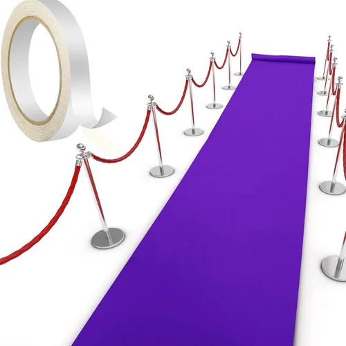 Miniatura 10 de Shappy Alfombra negra para fiesta, 55 GSM de grosor con cinta de alfombra, alfombra de pasillo para Halloween, graduado, boda, fiesta, pista