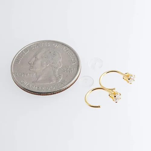 Miniatura 13 de Half Huggie Birthstone Gold Hoop Earrings for Women Tiny Cartilage Stud Piercing Earring Hypoallergenic Earring Screw Back Dainty Hug