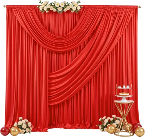 Miniatura 50 de Paneles de cortinas de fondo negras de 10 pies x 10 pies para fiestas, fiestas de cumpleaños, sin arrugas, cortinas de telón de fondo de tela