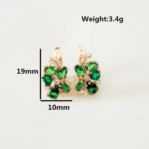 Miniatura 5 de MC 2024 New Flower Earrings Office Style Rose Gold 585 Color Jewelry Green Stone Earrings For Women Fashion Accessories