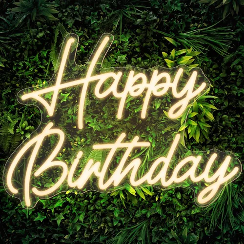 Kavaas Letrero de neón de feliz cumpleaños de 16.5 x 12.2 pulgadas, pequeño letrero de neón de feliz cumpleaños para telón de fondo con interruptor