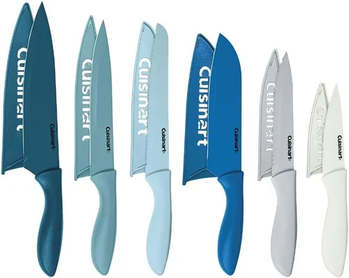 Cuisinart Advantage - Juego de cuchillos de cocina de 12 piezas, colección Advantage Color con protectores de cuchilla, (náutico)