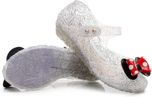 Miniatura 5 de OMGard Zapatos de gelatina para niñas, sandalias de cumpleaños de princesa de reina de la nieve para niñas pequeñas, sandalias azules con purpurina