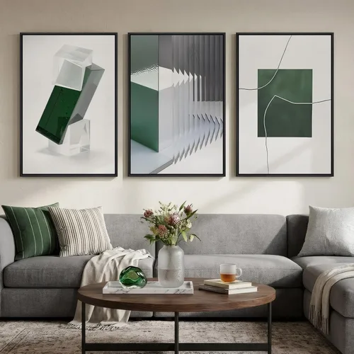 Miniatura 41 de Framed Sage Green Abstract Landscape Wall Art for Bedroom, 3 Piece Modern Canvas Prints Paintings Artwork for Walls, Minimalist Nature Pictures for