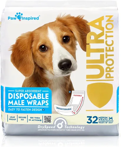Miniatura 13 de Paw Inspired Envolturas para perros machos, pañales desechables para perros Bandas para el vientre para perros pequeños, medianos y grandes