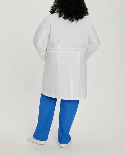 Miniatura 3 de 5 bolsillos, ajuste clásico relajado, longitud completa, 3 botones, bata de laboratorio para mujer 3165