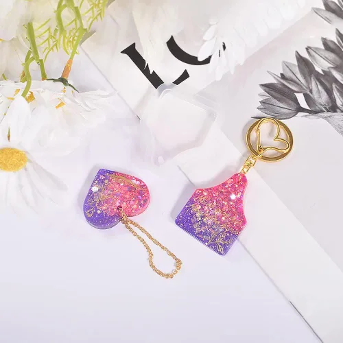 Miniatura 6 de Weenkeey 6 piezas de molde de resina en forma de corazón, dijes de silicona para joyería de bricolaje y manualidades, collar colgante de corazón