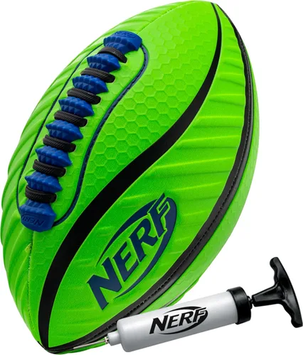 Miniatura 10 de Nerf Bolas de fútbol de agarre en espiral - Spacelace patentado para espirales definitivas - Construcción cosida a máquina - Bomba incluida - Junior