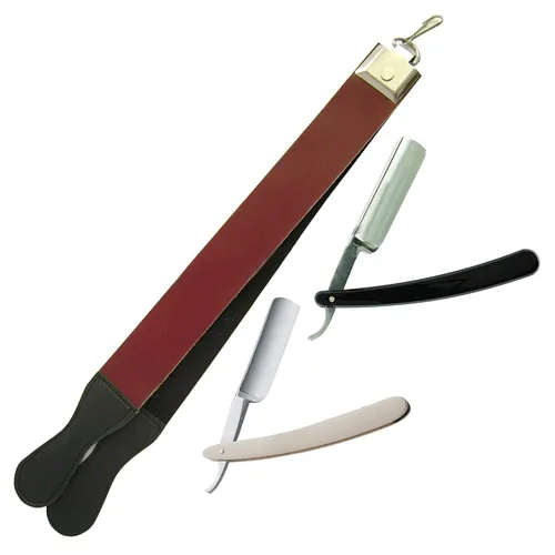 OdontoMed2011® Calidad profesional que afila Strop hecho de cuero real 14" largo con 2 maquinillas de afeitar recto ODM