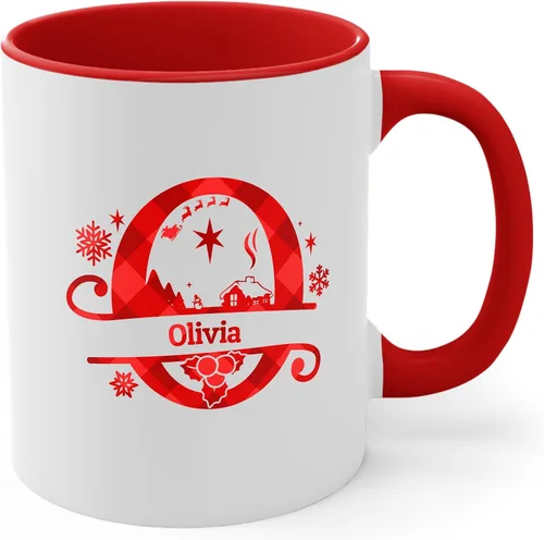 Miniatura 14 de Taza de café con inicial de decoración navideña con nombre, taza personalizada para mujeres y hombres, regalos con monograma, tazas de café