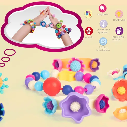 Miniatura 5 de BIRANCO. Pop Beads, juguete para hacer joyas, artes y manualidades para niñas de 3 a 8 años, juguetes de cuentas a presión con caja