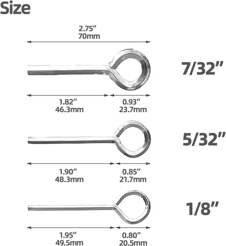 Miniatura 6 de Paquete de 5 llaves hexagonales de 7/32 pulgadas con bucle de anillo completo, llave Allen de metal, llave hexagonal para dispositivo de salida