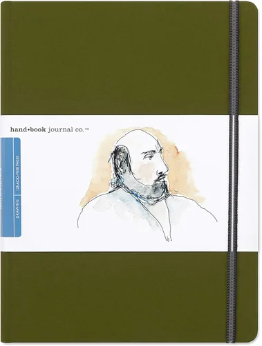 Libro de Dibujo, Diario de Viaje, Gran Retrato 10-1/2 x 8-1/4, Diario de Artista Verde Cadmio