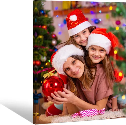 Miniatura 10 de GagetElec Foto personalizada al lienzo, impresiones en lienzo personalizadas con tus fotos (6 x 8 pulgadas enmarcadas), regalos de Navidad