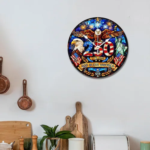 Miniatura 5 de ArogGeld 1776-2026 of Freedom Wall Clocks Battery Operated 10 Inch Silent 250 Anniversary USA American Patriotic Desk Clock Wall Art Farmhouse Home