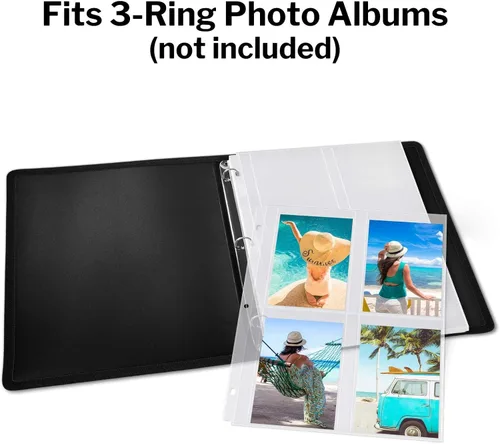 Miniatura 3 de Dunwell - Recambios para fundas de fotos, 3 anillas, bolsillos transparentes para fotos con ranuras para notas, capacidad para fotos de 5 x 7 x 6
