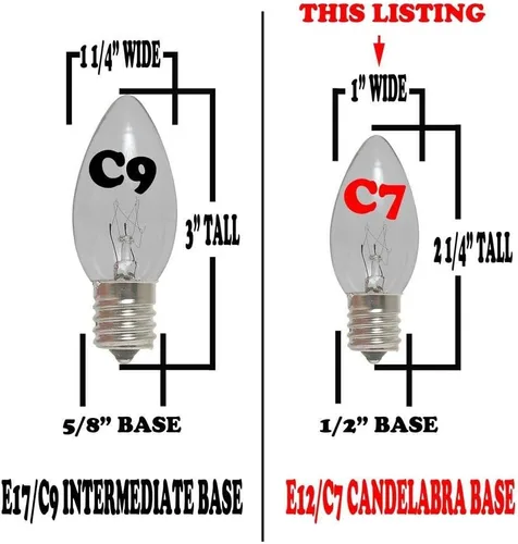 Miniatura 5 de Novelty Lights C7 - Juego de luces navideñas de cerámica amarilla, tira de luces para interiores y exteriores, bombillas opacas, cable verde, 25