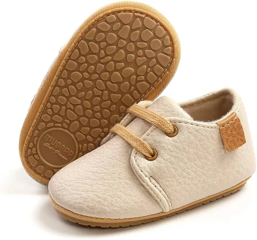 SENIURIS Zapatos para bebés niños y niñas, suela de goma antideslizante, de piel sintética, zapatos para primeros pasos, zapatos de cuna para recién