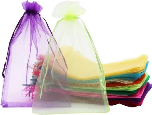 SumDirect 100 bolsas de organza de 8 x 12 pulgadas con cordón (colores surtidos)