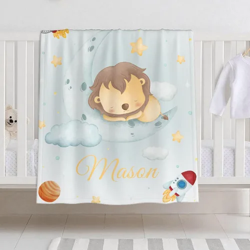 Miniatura 29 de Manta de bebé personalizada con nombre – Manta de león para niños pequeños, bebés, niños, ducha, recién nacidos – Cochecito de bebé, decoración