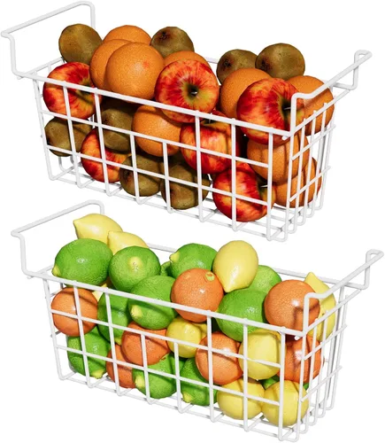Miniatura 7 de Paquete de 2 organizadores de congelador de 16.5 pulgadas, contenedores organizadores de refrigerador, cestas de congelador con asas, cestas