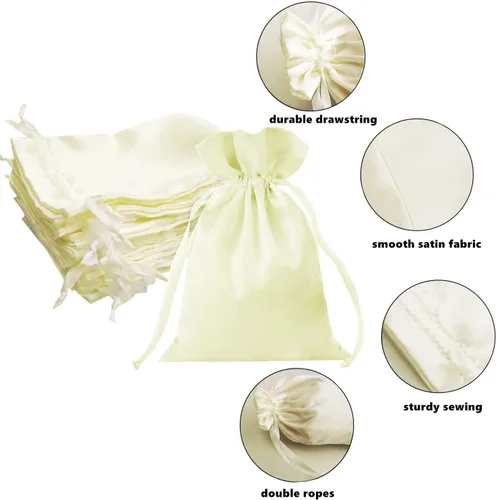 Miniatura 3 de 35 Piezas Bolsas de Regalo de Satén Beige de 5 x 7 Pulgadas - Bolsas de Baby Shower - Bolsas de Favores de Boda - Bolsa de Tela con Cordón - Bolsas