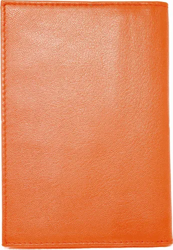 Miniatura 5 de Funda para pasaporte de piel de vaca genuina y cartera para hombres y mujeres, Naranja (con RFID), Cartera Rfid